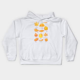 Yellow Autumn leaves collection watercolor Kids Hoodie